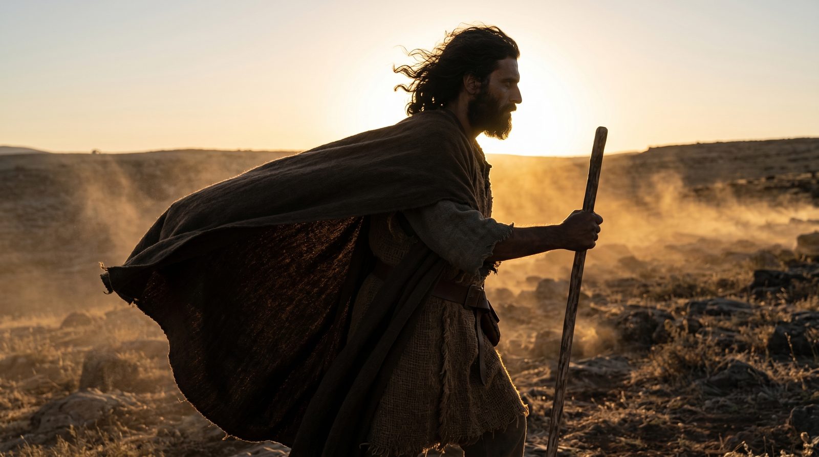 Cena épica no deserto gerada por IA a partir de uma imagem de referência